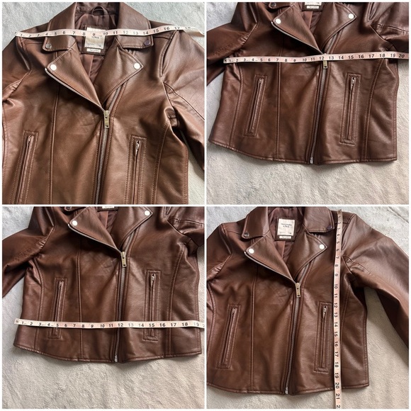 NWT Abercrombie & Fitch Vegan Leather Biker Moto Jacket Chocolate Brown Large - Picture 17 of 17